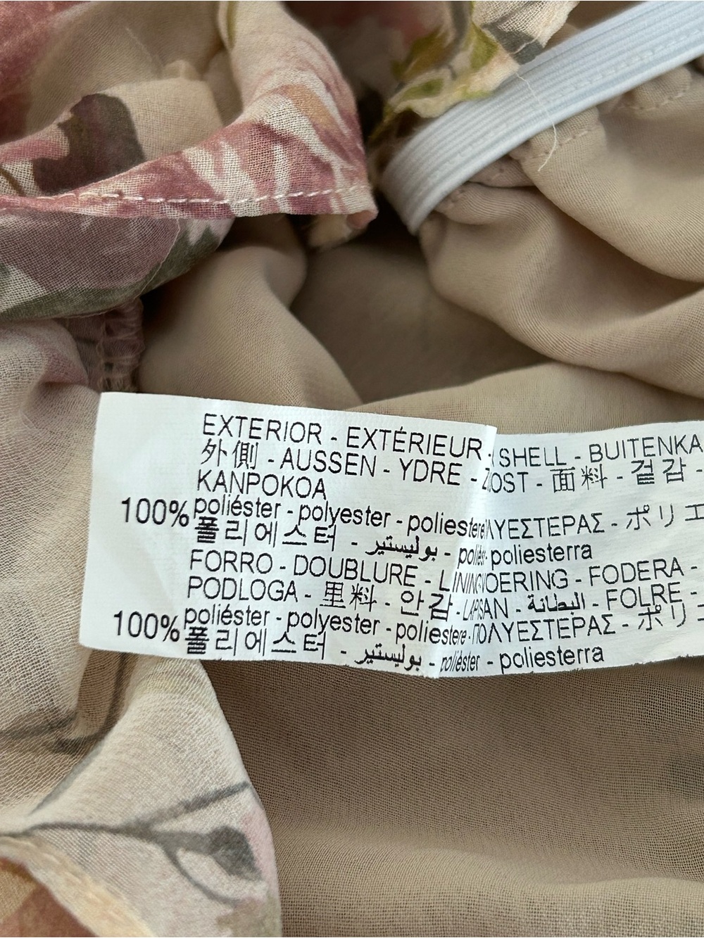 Zara Zimmerman Floral Ruched Dress Tan Pink Size L - Picture 14 of 14